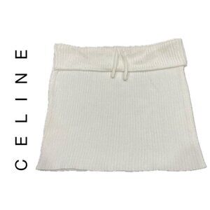 CELINE KNITTED TUBE TOP ON COTTON IVORY SZ SMALL PREPPY CHIC SEXY CELINE TOP
